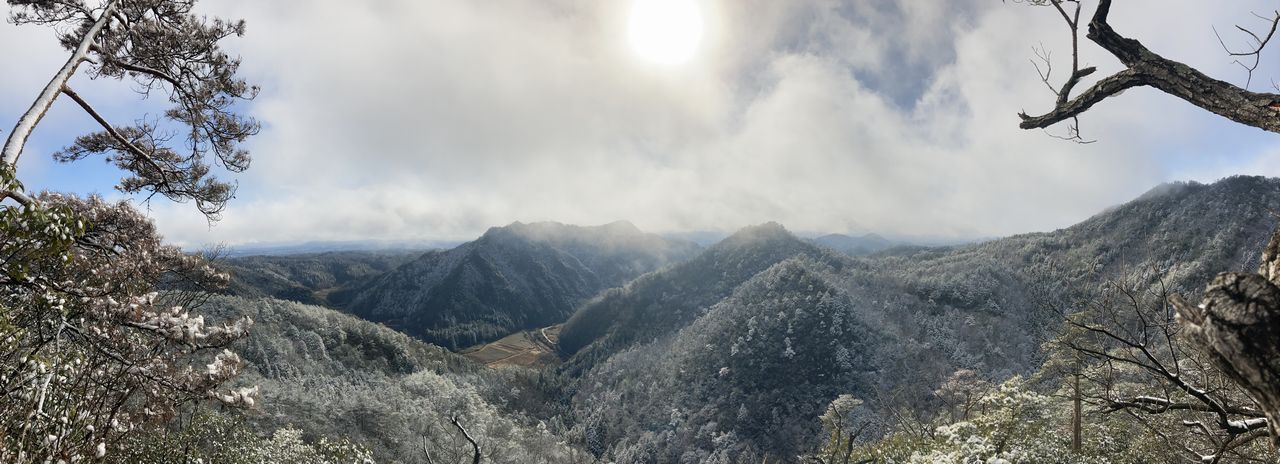 210129　雪の朝　涼越の山頂から南西を望む（パノラマ撮影）